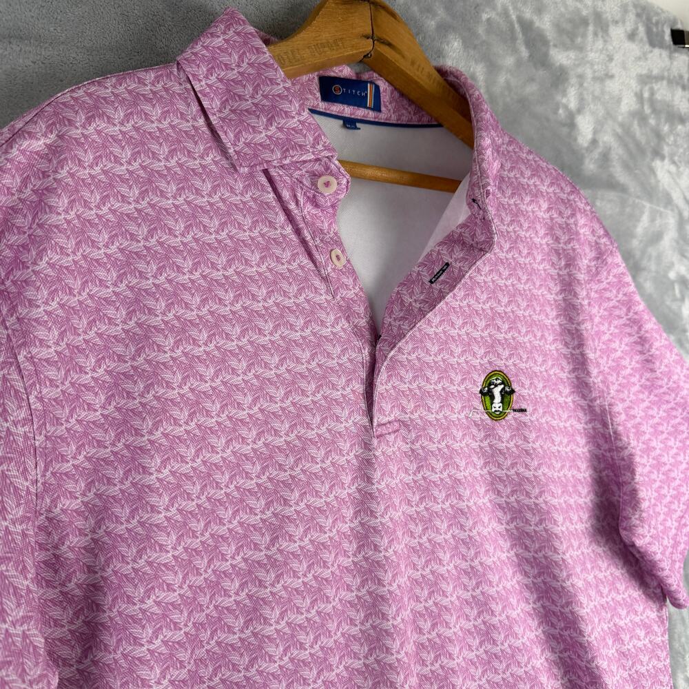 Stitch Golf Stonewall Golf Club Men’s Geometric Polo Shirt M/L Pink